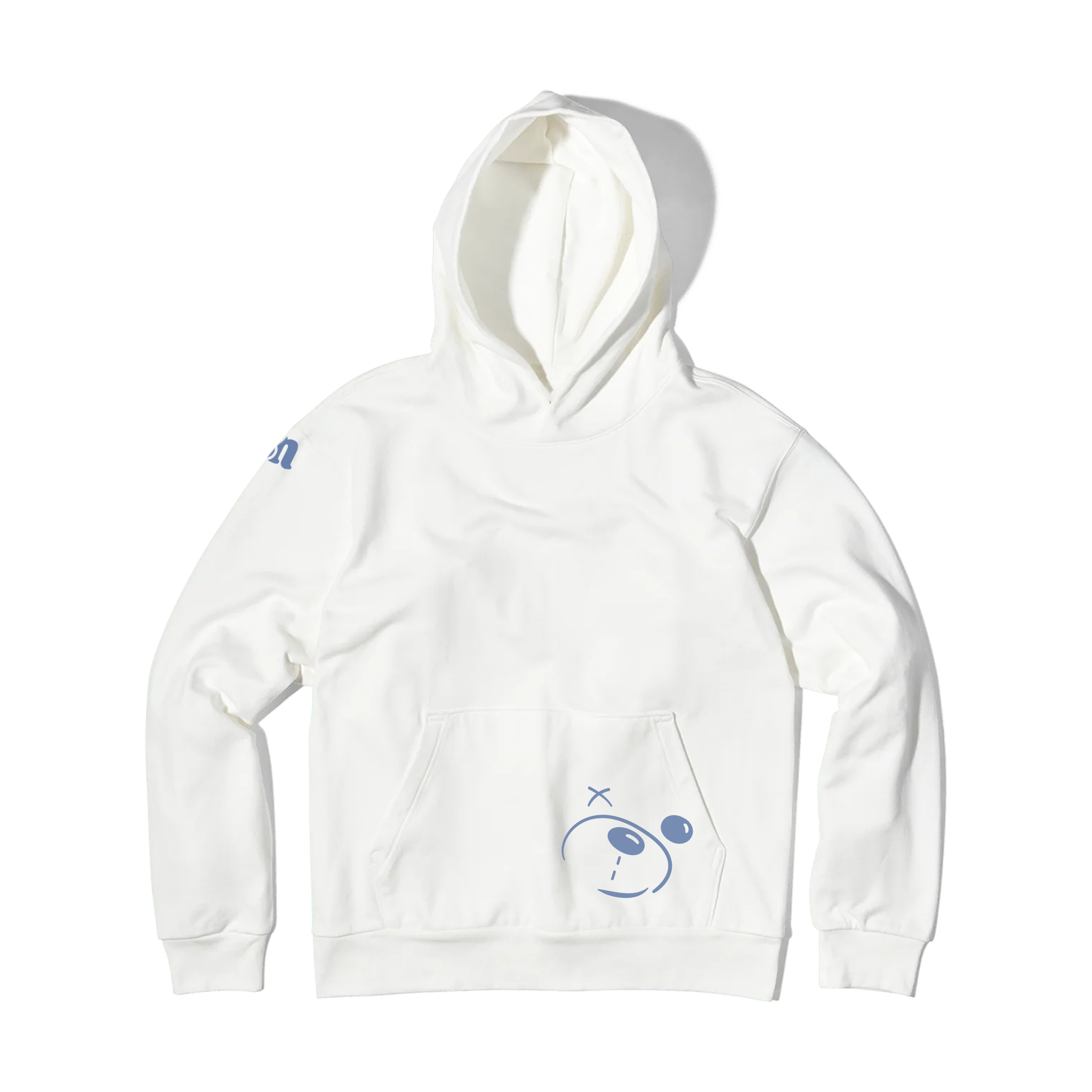 Better not's Have Fun Be "Safe" hoodie, featuring a small blue logo of a cartoon face on the front pocket, displayed on a green and white striped background.