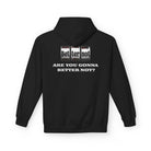 The Bet on Better not Hoodie from Printify is an eco-friendly black hoodie featuring "Better not" in soda cans and "Are you gonna better not?" below, made ethically for sustainable fashion lovers.