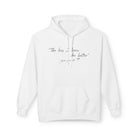 The Less I Know Hoodie by Printify: an eco-friendly white hoodie with a front pocket, featuring "The less I know, the better" text and a small heart symbol underneath.