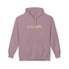 The Note to self Hoodie by Printify is eco-friendly and mauve, with a front pocket, a vibrant yellow "Better not" graphic, and a small cat illustration on the chest. It is WRAP-certified for ethical production practices.