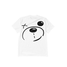 A white oversized Better not Bear Face Tee, featuring a large snout, eyes, and a winking expression, laid flat on a grey surface.